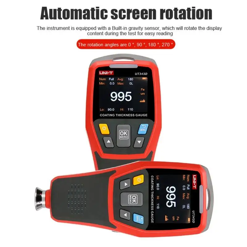 UNI-T UT343D Coating Thickness Gauge Digital Meter Car Paint Thickness Tester with USB Data Opslag 500 groups FE/NFE Measurement
UNI-T UT343D Coating Thickness Gauge Digital Meter Car Paint Thickness Tester with USB Data Opslag 500 groups FE/NFE Measurement