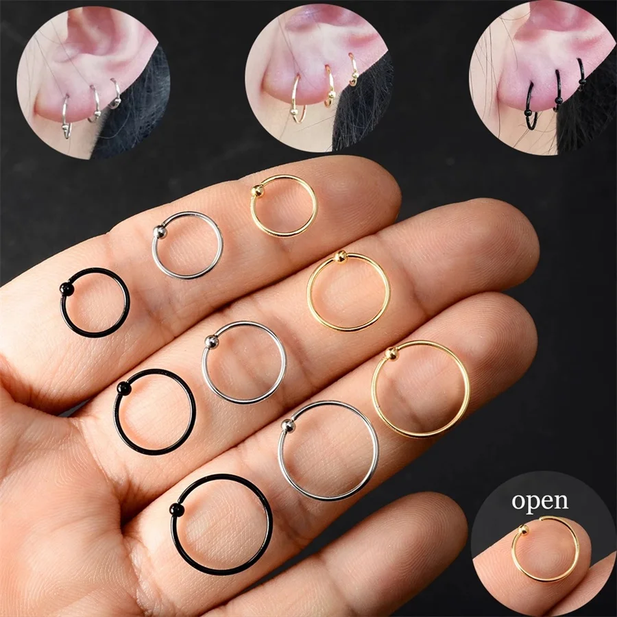 1 Pcs8/12mm Stainless Steel Multifunctional Open Ring Nose Ring Eyebrow Ring Small Round Bead Earbone Nail Earring Punk Jewelry
1 Pcs8/12mm Stainless Steel Multifunctional Open Ring Nose Ring Eyebrow Ring Small Round Bead Earbone Nail Earring Punk Jewelry