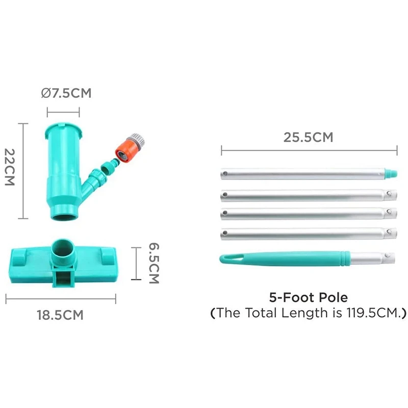 Portable Swimming Pool Vacuum Jet Underwater Cleaner Suitable for Above-Ground Swimming Pools, Spas, Ponds and Fountains
Portable Swimming Pool Vacuum Jet Underwater Cleaner Suitable for Above-Ground Swimming Pools, Spas, Ponds and Fountains