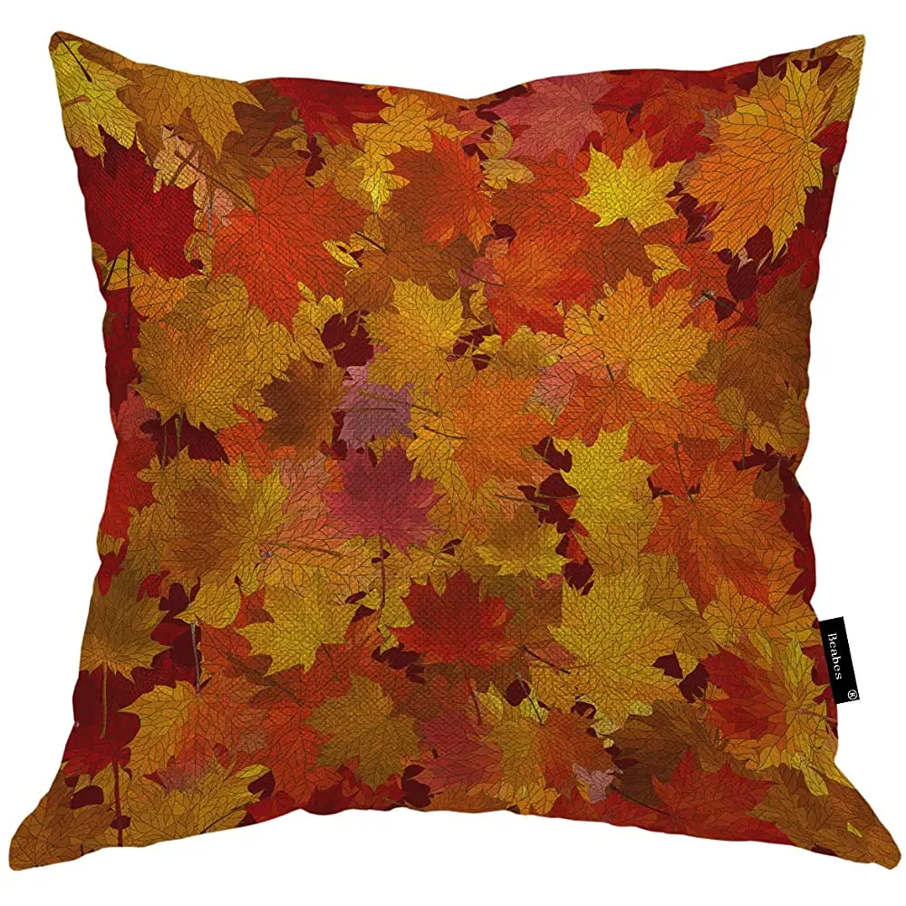 Beabes Maple Autumn Leaves Throw Pillow Cover Fall Leaf Red Golden Brown Bright Color Seasonal Plant Square Pillow Case
Beabes Maple Autumn Leaves Throw Pillow Cover Fall Leaf Red Golden Brown Bright Color Seasonal Plant Square Pillow Case