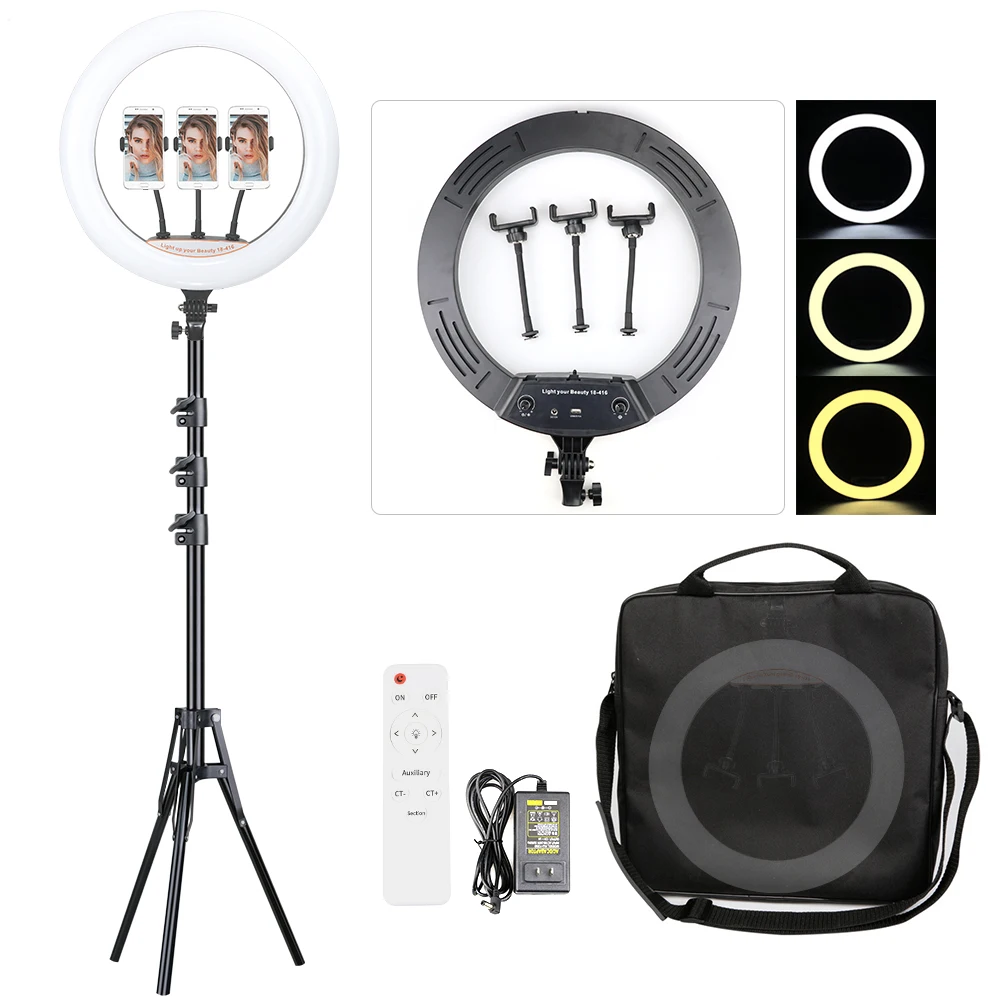 45CM LED Ring Light 2700-7000K 18 Inch Ring Lamp With Tripod Photography Lighting Photo Studio Ringligt For Camera Phone Makeup
45CM LED Ring Light 2700-7000K 18 Inch Ring Lamp With Tripod Photography Lighting Photo Studio Ringligt For Camera Phone Makeup