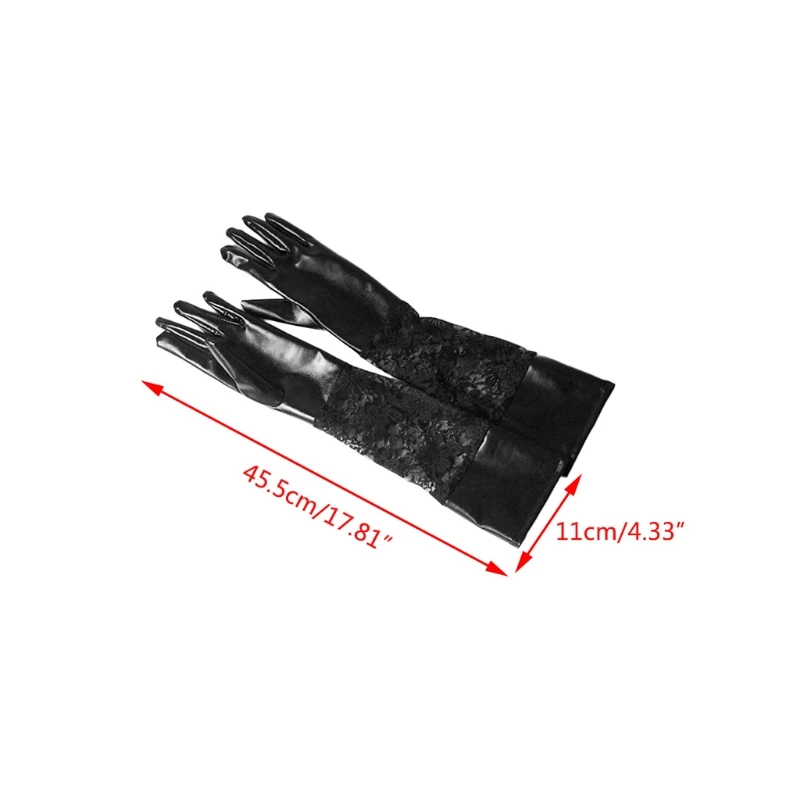 2021 New Womens Faux Patent Leather Black Full Finger Long Gloves Floral Lace Patchwork Wedding Opera Dance Party Brides Elbow
2021 New Womens Faux Patent Leather Black Full Finger Long Gloves Floral Lace Patchwork Wedding Opera Dance Party Brides Elbow