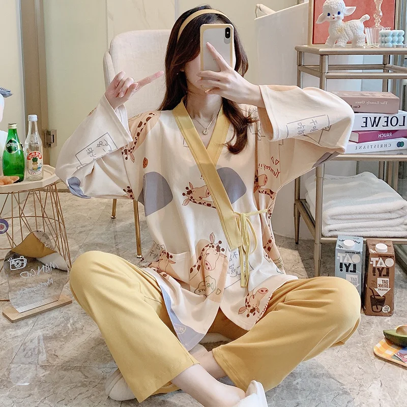 Kimono Cardigan Pajamas Women Cartoon Sleepwear Suit Deer Pyjamas Casual Nightwear Home Clothing Girls Kawaii Pjs Night Shirt 
Kimono Cardigan Pajamas Women Cartoon Sleepwear Suit Deer Pyjamas Casual Nightwear Home Clothing Girls Kawaii Pjs Night Shirt