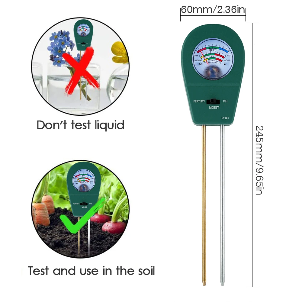 KKmoon 3-in-1 Soil Tester Soil pH Meter with Moisture Fertility pH Meter Gardening Tool for Farm Lawn No Battery Needed
KKmoon 3-in-1 Soil Tester Soil pH Meter with Moisture Fertility pH Meter Gardening Tool for Farm Lawn No Battery Needed