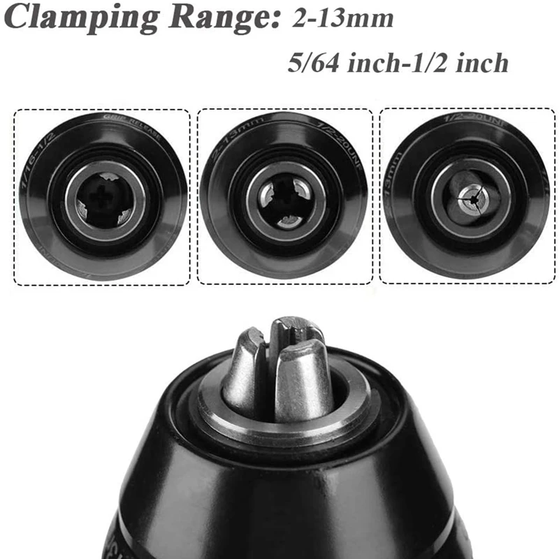 2-13MM Keyless Drill Chuck with SDS Plus Shank Adaptor,1/2-20UNF Impact Drilling Chuck Change Adapter Converter Tool 
2-13MM Keyless Drill Chuck with SDS Plus Shank Adaptor,1/2-20UNF Impact Drilling Chuck Change Adapter Converter Tool