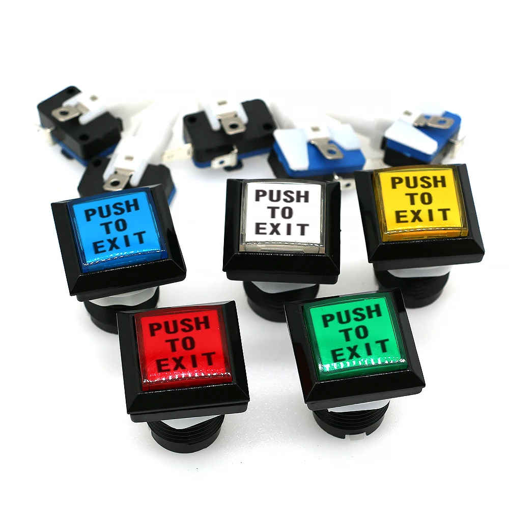PUSH TO EXIT Logo 33mm Square Push Button Arcade LED Momentary Illuminated Light Switch Massage Chair Vending Machine Game DIY
PUSH TO EXIT Logo 33mm Square Push Button Arcade LED Momentary Illuminated Light Switch Massage Chair Vending Machine Game DIY
