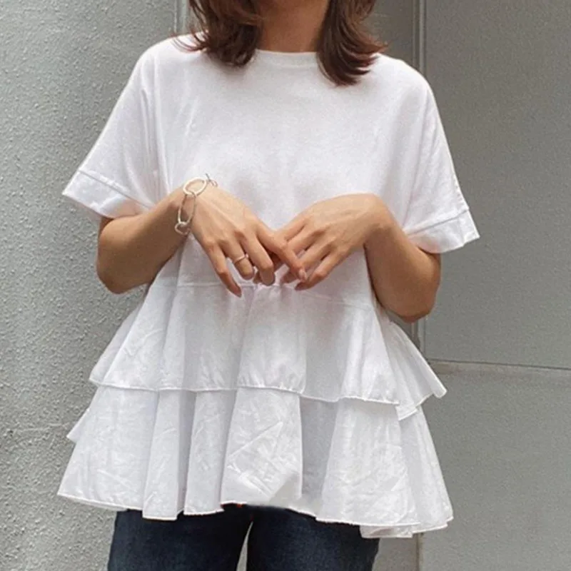 NEW Women T-shirt Round Neck Solid Color Stitching Loose Temperament Loose Fit Fashion Tide Summer 2021 E382
NEW Women T-shirt Round Neck Solid Color Stitching Loose Temperament Loose Fit Fashion Tide Summer 2021 E382