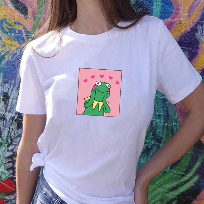 2021 Kawaii Frog Cartoon Printed Summer Vogue T Shirts Women Short Sleeve Casual Hot Sale Harajuku Cotton O-neck Style Tops
2021 Kawaii Frog Cartoon Printed Summer Vogue T Shirts Women Short Sleeve Casual Hot Sale Harajuku Cotton O-neck Style Tops