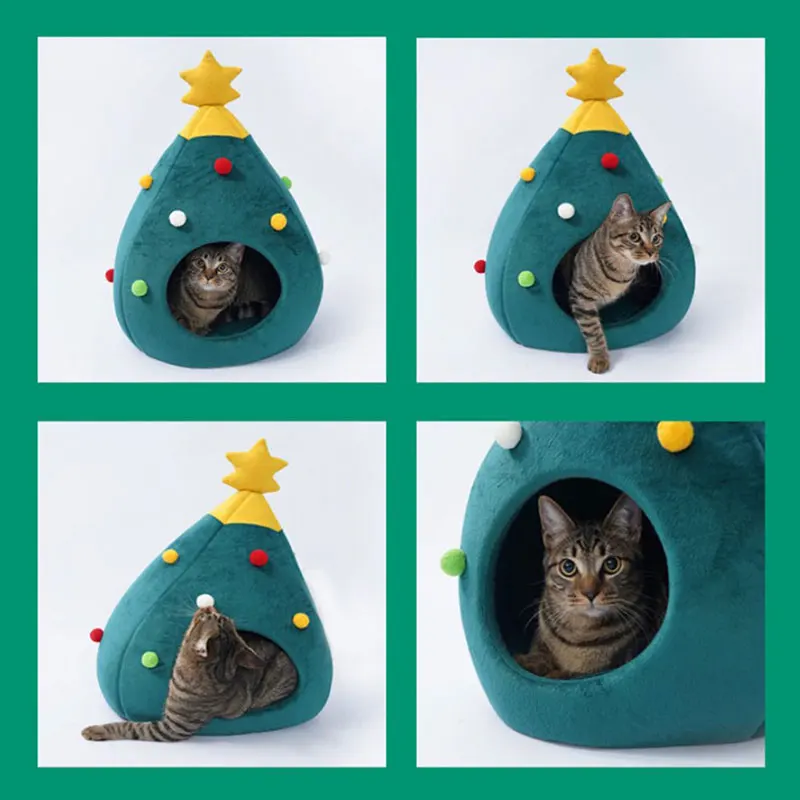 Pet House Cat Christmas Tree Shape Bed Dog Nest Puppy Cave Washable Cat Mat Warm Soft Winter Cat House Pet Supplies Pet Bed 
Pet House Cat Christmas Tree Shape Bed Dog Nest Puppy Cave Washable Cat Mat Warm Soft Winter Cat House Pet Supplies Pet Bed