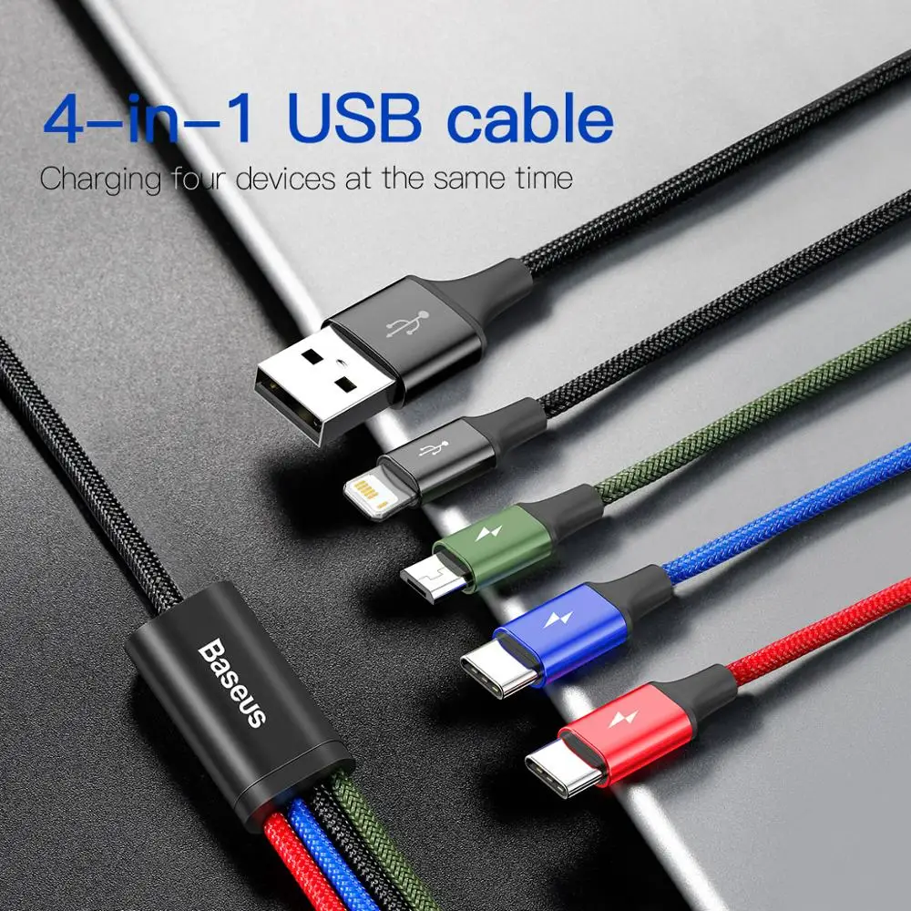 Baseus 4 in 1 USB Type C Cable for iPhone 11 Pro Max 3 in 1 USB Cable USB C Cable for Samsung Xiaomi Note 8 Pro Micro USB Cable
Baseus 4 in 1 USB Type C Cable for iPhone 11 Pro Max 3 in 1 USB Cable USB C Cable for Samsung Xiaomi Note 8 Pro Micro USB Cable