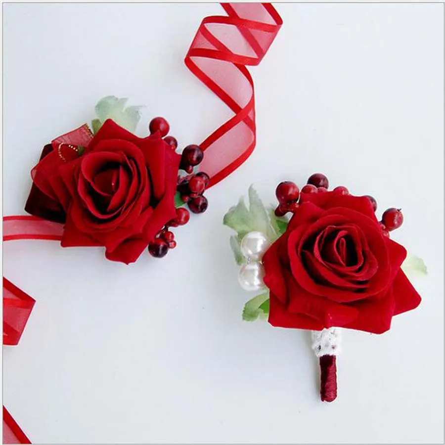 4pcs of high-grade flocking red roses flower Bride and groom wedding dress corsage wrist flower Wedding decorations flower
4pcs of high-grade flocking red roses flower Bride and groom wedding dress corsage wrist flower Wedding decorations flower