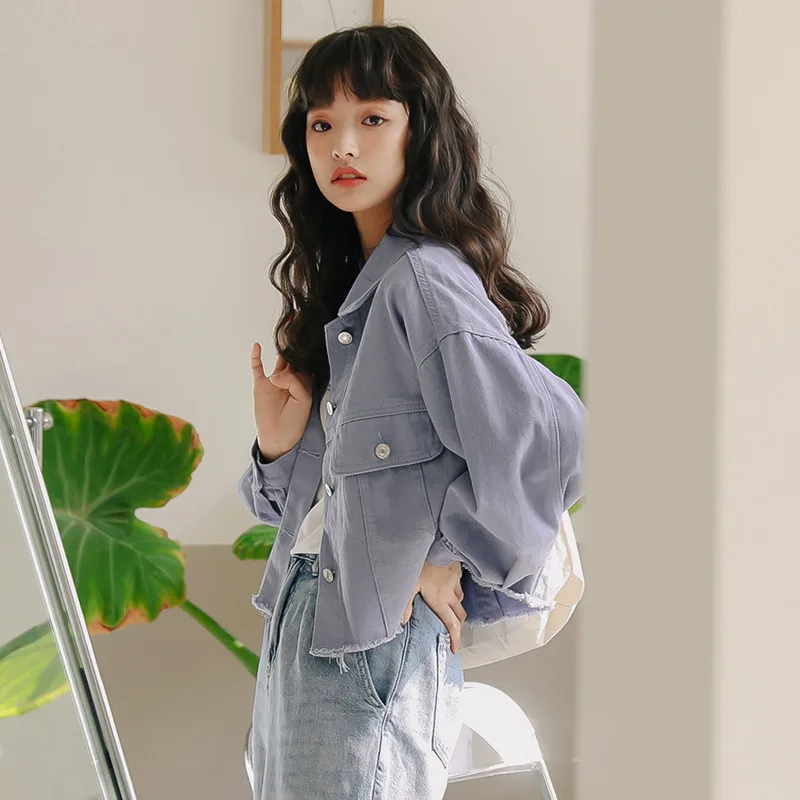 Korean Style Lantern Sleeve Loose Women Denim Coat Simple Long Sleeve Solid Color Jacket Spring Autumn Casual Ladies Outwear
Korean Style Lantern Sleeve Loose Women Denim Coat Simple Long Sleeve Solid Color Jacket Spring Autumn Casual Ladies Outwear