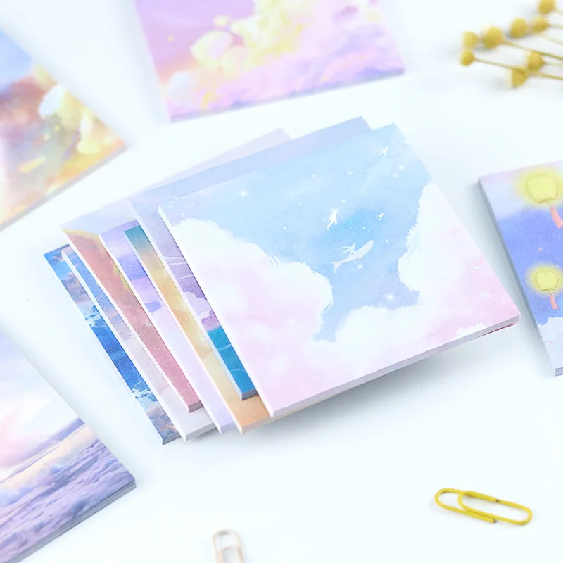 

Creative Memo Pad Diy Hand Account Beautiful Oil Painting Student Star Ins Wind Sticky Notes Office Kawaii Stationery 90 Page