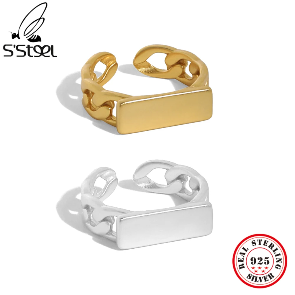 S'STEEL 925 Sterling Silver Korean Design Minimalist Geometry Texture Opening Ring For Women Gifts Gothic Adjustable Jewelry
S'STEEL 925 Sterling Silver Korean Design Minimalist Geometry Texture Opening Ring For Women Gifts Gothic Adjustable Jewelry
