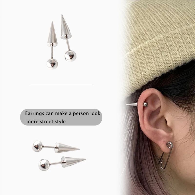 2 pieces/set pair of male and female round spikes with spiked back (perforated) earrings punk gothic couple jewelry gifts
2 pieces/set pair of male and female round spikes with spiked back (perforated) earrings punk gothic couple jewelry gifts