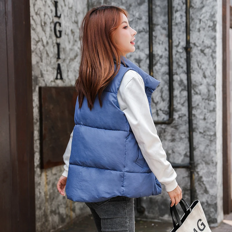 Stand Collar Winter Vests Women Waistcoat 2020 High Quality Autumn Short Vest Cotton Padded Jacket Sleeveless Female Winter Vest 
Stand Collar Winter Vests Women Waistcoat 2020 High Quality Autumn Short Vest Cotton Padded Jacket Sleeveless Female Winter Vest