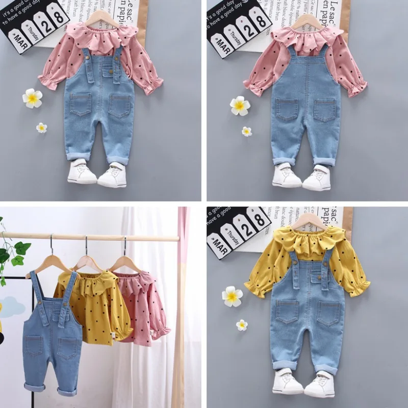 Baby Girl Clothes Set Toddler Newborn Girl Autumn Outfits Long Sleeve Dot Lapel Print Coat +Strap Trousers Casual Sets 
Baby Girl Clothes Set Toddler Newborn Girl Autumn Outfits Long Sleeve Dot Lapel Print Coat +Strap Trousers Casual Sets