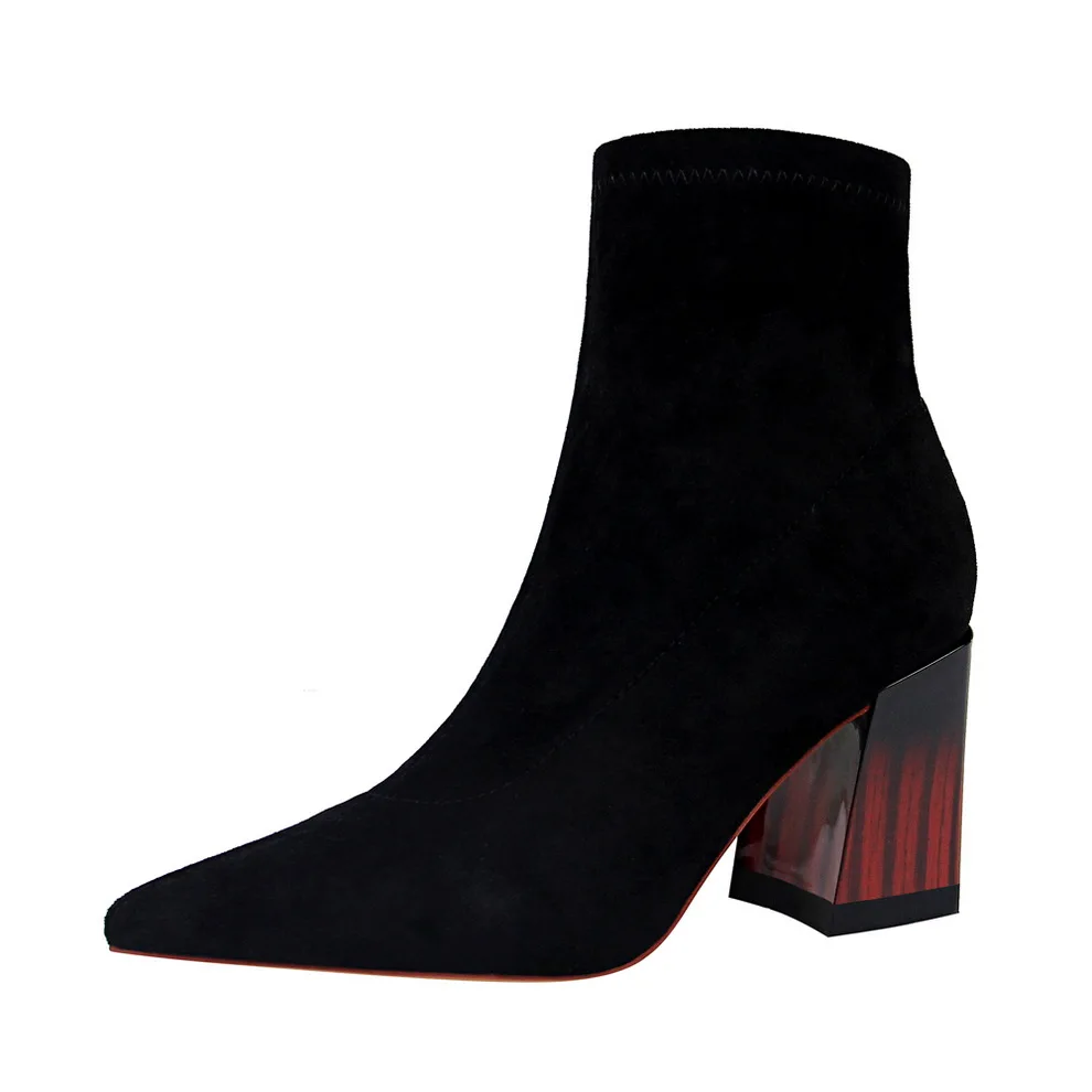 Sexy Autumn Winter Ankle Boots Fashion Women's Stretch Boots Flock Leather Pointed Toe Plush Boots Women High Heels Short Boots
Sexy Autumn Winter Ankle Boots Fashion Women's Stretch Boots Flock Leather Pointed Toe Plush Boots Women High Heels Short Boots