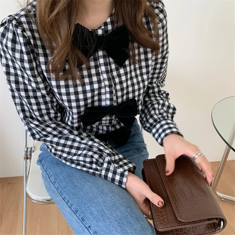 Vintage Sweet Knotbow Design Japanese Plaid Shirt Women Casual Preppy Style Long Sleeve Spring Checked Blouse Woman Tops
Vintage Sweet Knotbow Design Japanese Plaid Shirt Women Casual Preppy Style Long Sleeve Spring Checked Blouse Woman Tops