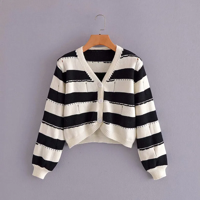 Vogue Casual Women V Neck Knitted Wear Tide Spring Fashion Ladies England Style Knit Cardigan Female Striped Short Knitted Top
Vogue Casual Women V Neck Knitted Wear Tide Spring Fashion Ladies England Style Knit Cardigan Female Striped Short Knitted Top