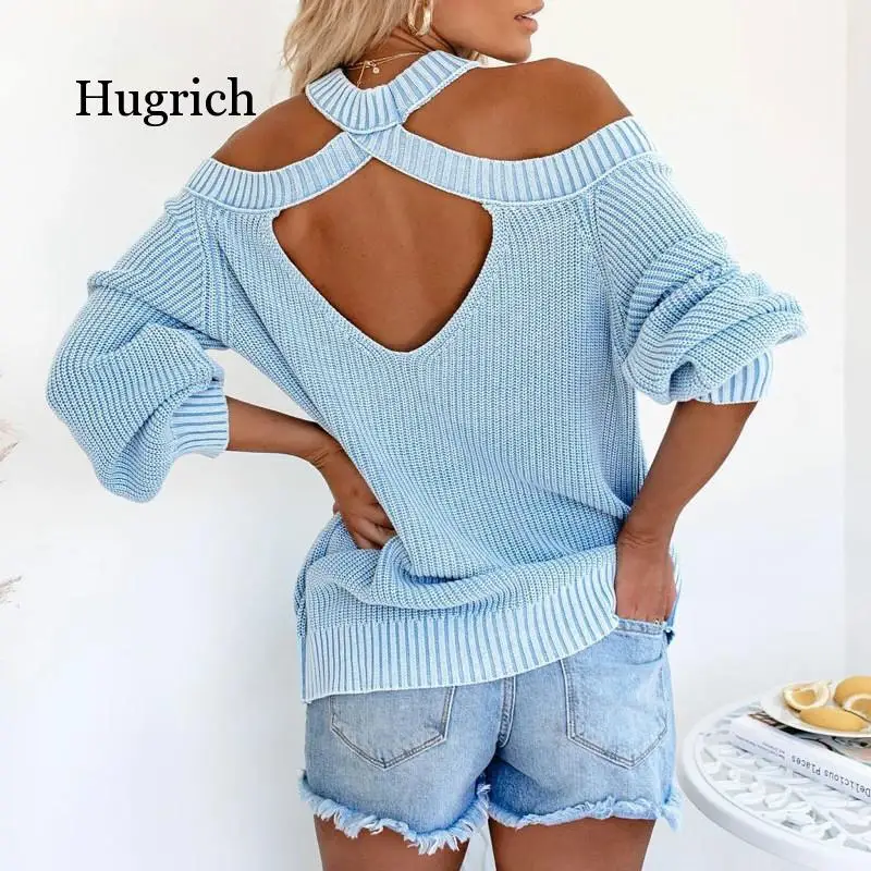 Autumn Sexy Halter Sweater Women Hollow Out Backless Cross Fashion Solid Jumper Puff Sleeve Winter Oversize Sweaters Top
Autumn Sexy Halter Sweater Women Hollow Out Backless Cross Fashion Solid Jumper Puff Sleeve Winter Oversize Sweaters Top