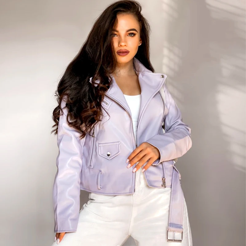 Spring Autumn Women Faux Leather Jacket Ladies Solid With Belt Zipper Biker Coat Female Casual Outwear
Spring Autumn Women Faux Leather Jacket Ladies Solid With Belt Zipper Biker Coat Female Casual Outwear