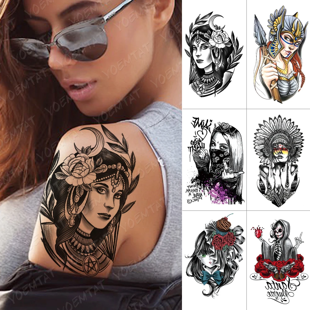 Waterproof Temporary Tattoo Sticker Gypsy Girl Moon Rose Flash Tattoos Old School Body Art Arm Water Transfer Fake Tattoo Women
Waterproof Temporary Tattoo Sticker Gypsy Girl Moon Rose Flash Tattoos Old School Body Art Arm Water Transfer Fake Tattoo Women