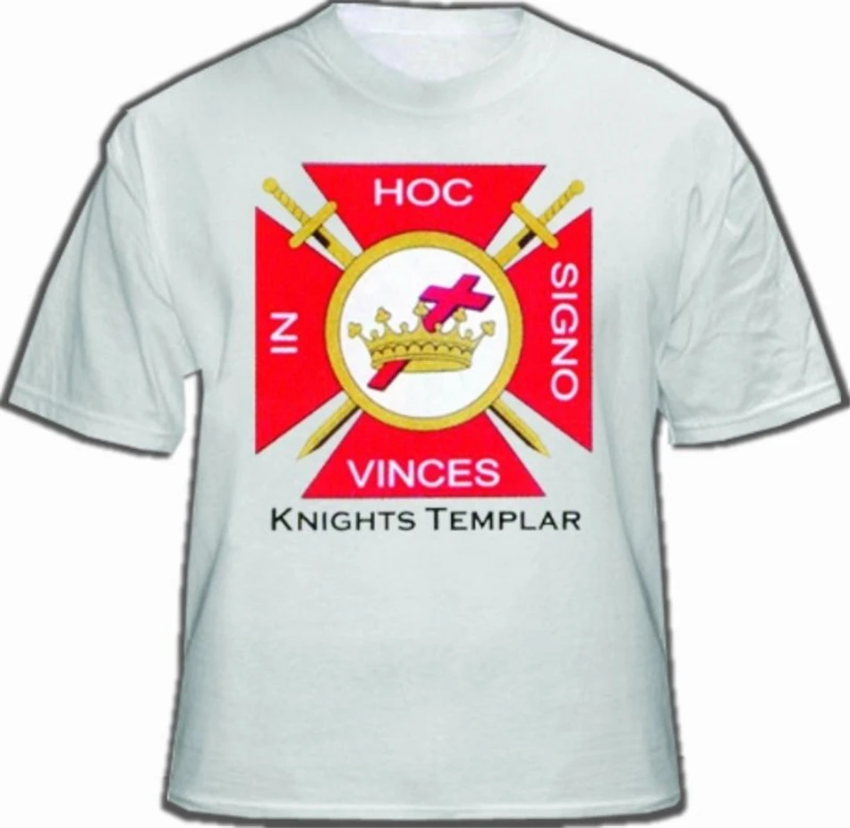 Фото Белая рыцарская футболка с тамплиерами для Freemasons логотип - купить