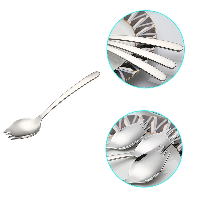 One Stainless Steel Spoon Fork Tableware Combination Outdoor Picnic Tool Salad Fork / Integrated Dual Purpose Fork Spoon Silver
One Stainless Steel Spoon Fork Tableware Combination Outdoor Picnic Tool Salad Fork / Integrated Dual Purpose Fork Spoon Silver
