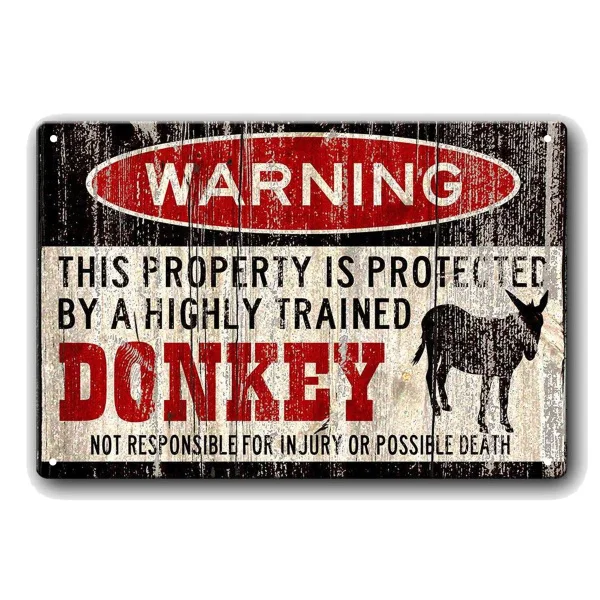 Donkey Sign Funny Metal Signs Donkey Warning Sign Vintage Tin Metal Sign Bar Club Cafe Garage Wall Decor Farm Decor Art 2021 Hot
Donkey Sign Funny Metal Signs Donkey Warning Sign Vintage Tin Metal Sign Bar Club Cafe Garage Wall Decor Farm Decor Art 2021 Hot