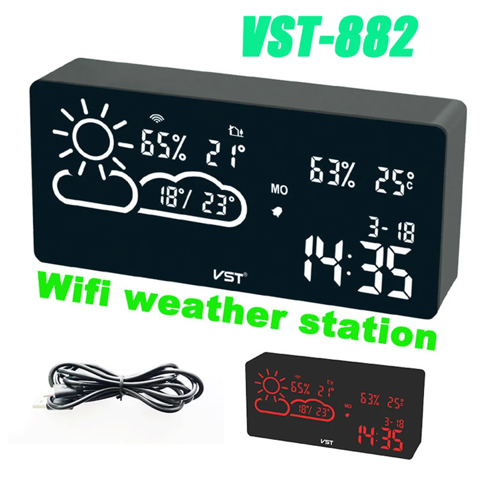 LED Digital Table Alarm Clock Temperature And Humidity Clock WIFI APP Smart Wireless Network Electronic Watch Table Clock
LED Digital Table Alarm Clock Temperature And Humidity Clock WIFI APP Smart Wireless Network Electronic Watch Table Clock