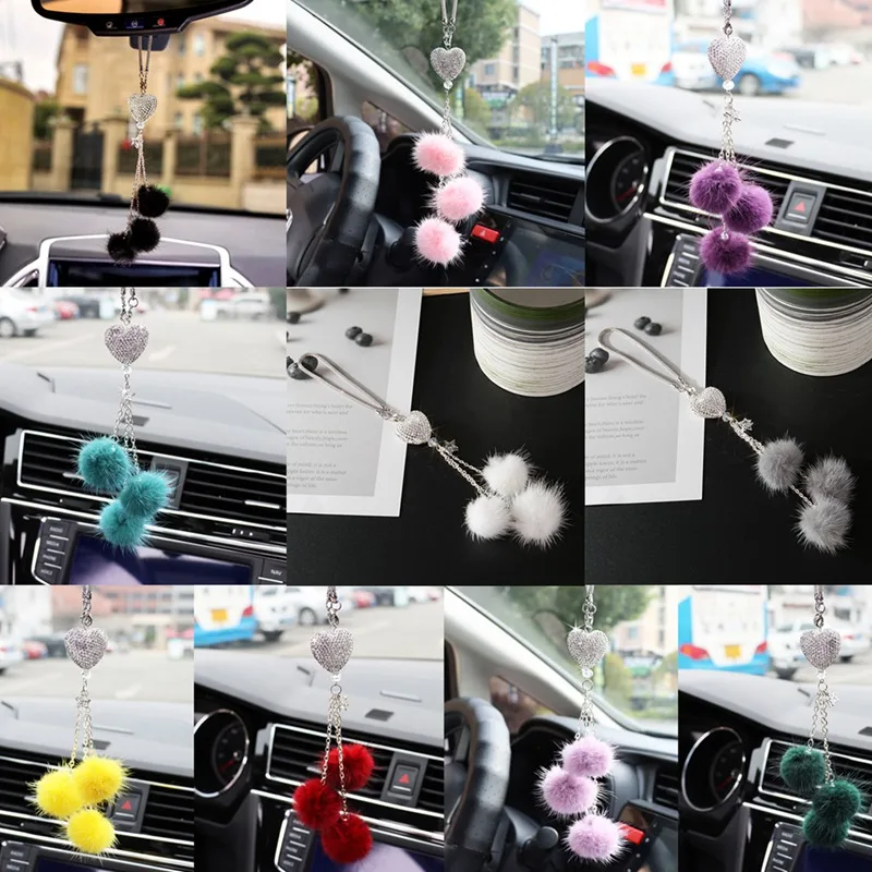 Creative Car Mirror Lucky Hanging Bling Love Heart Plush Ball Rinestones Diamond Crystal Car Rear View Mirror Accessories
Creative Car Mirror Lucky Hanging Bling Love Heart Plush Ball Rinestones Diamond Crystal Car Rear View Mirror Accessories