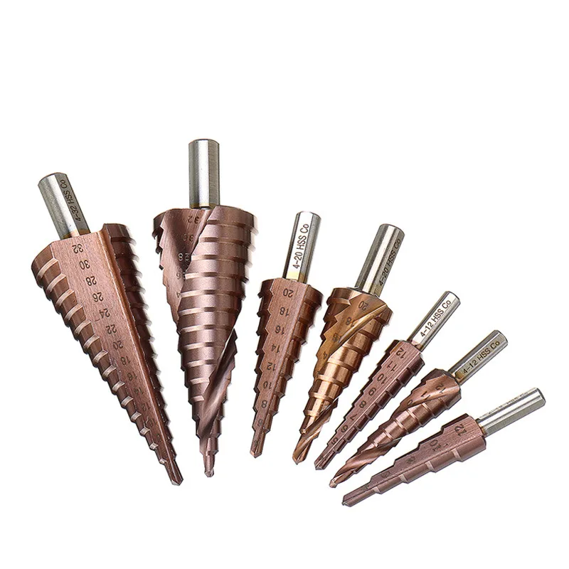 Кобальтовое ступенчатое сверло Drillforce M35, 4-12/4-20/4-32 мм, высокоскоростные стальные сверла, спиральный паз, треугольный хвостовик для нержавеющ...
Кобальтовое ступенчатое сверло Drillforce M35, 4-12/4-20/4-32 мм, высокоскоростные стальные сверла, спиральный паз, треугольный хвостовик для нержавеющ...