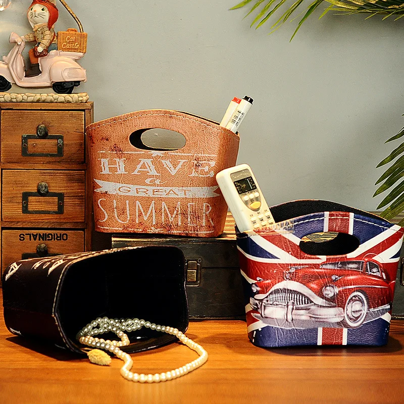 Retro Leather Storage Basket Creative Ornaments Sundries Remote Control Desktop Storage Basket Decorations
Retro Leather Storage Basket Creative Ornaments Sundries Remote Control Desktop Storage Basket Decorations