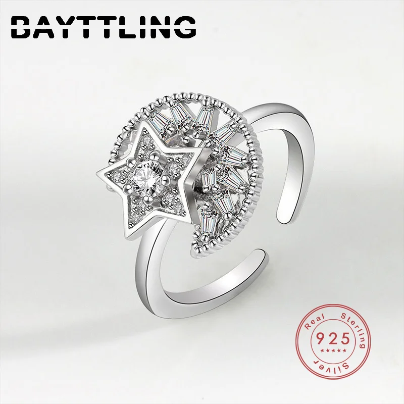 BAYTTLING New Arrivals 925 Sterling Silver Rotatable Star Moon Zircon Ring For Women Fashion Wedding Party Gift Jewelry
BAYTTLING New Arrivals 925 Sterling Silver Rotatable Star Moon Zircon Ring For Women Fashion Wedding Party Gift Jewelry