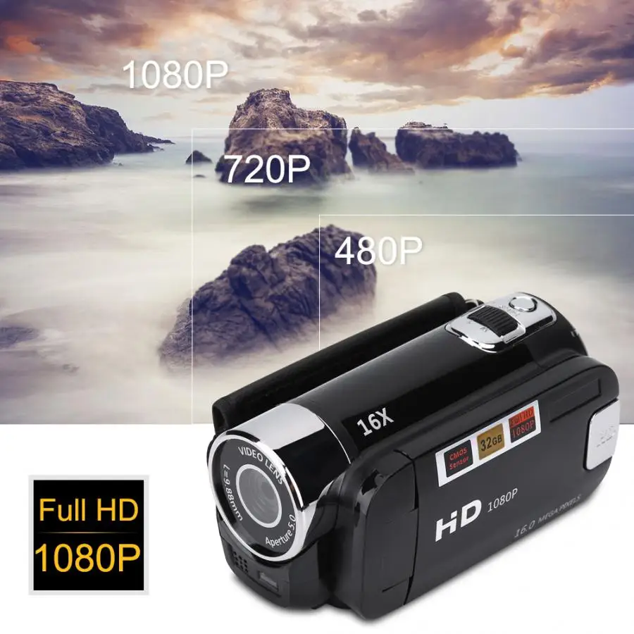 Цифровая видеокамера 720P Full HD 16MP DV угол поворота 270 градусов 16X зум для ночной