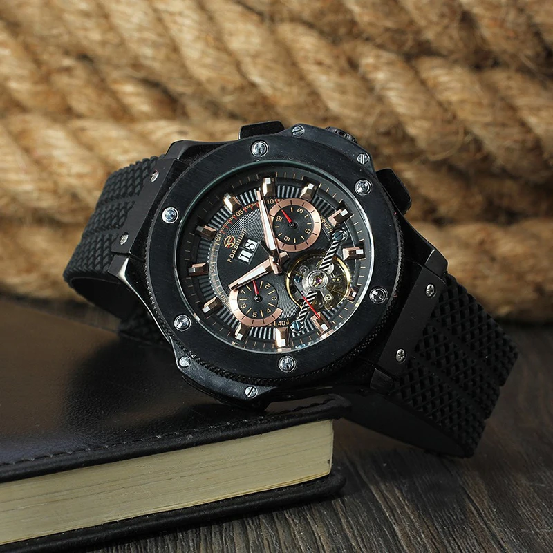 Forsining Automatic Mechanical Men's Wristwatches Tourbillon Full-automatic Casual Silicone Strap Watch Men
Forsining Automatic Mechanical Men's Wristwatches Tourbillon Full-automatic Casual Silicone Strap Watch Men