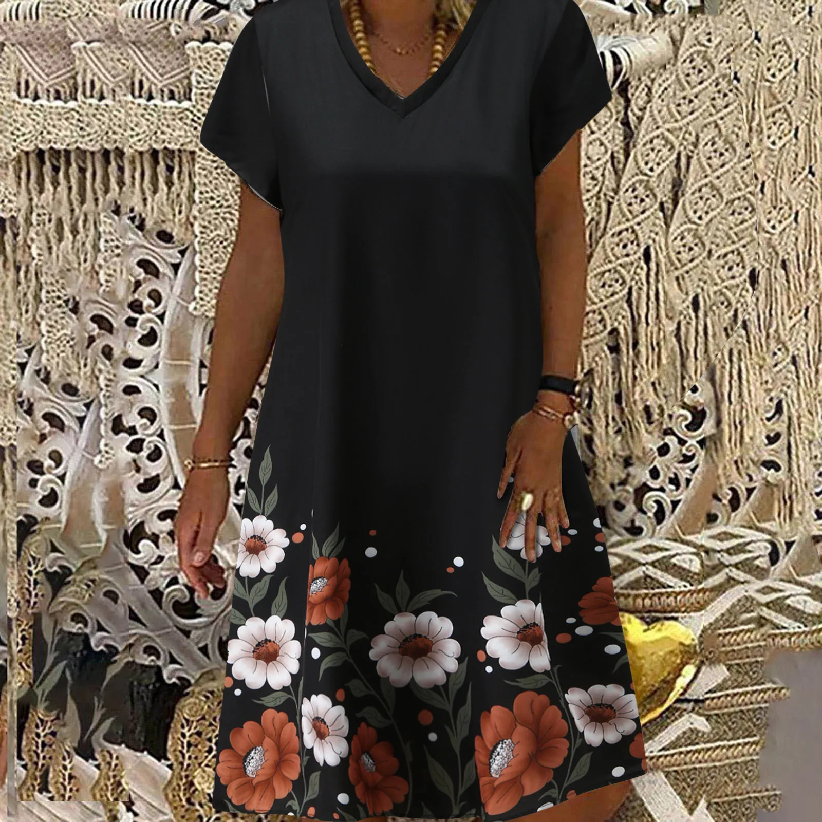 2021 Fashion Boho Ladies Dress Womens Summer Floral Printed Casual V-Neck Ladies Vintage Dress Beach Short Sleeve Midi Dress
2021 Fashion Boho Ladies Dress Womens Summer Floral Printed Casual V-Neck Ladies Vintage Dress Beach Short Sleeve Midi Dress
