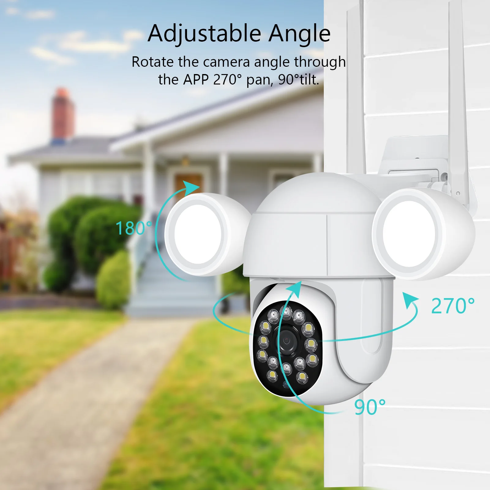 Floodlight Camera 1080P Full HD Outdoor Security Camera Wireless WiFi PTZ Camera with IP66 Waterproof Infrared Night Vision
Floodlight Camera 1080P Full HD Outdoor Security Camera Wireless WiFi PTZ Camera with IP66 Waterproof Infrared Night Vision