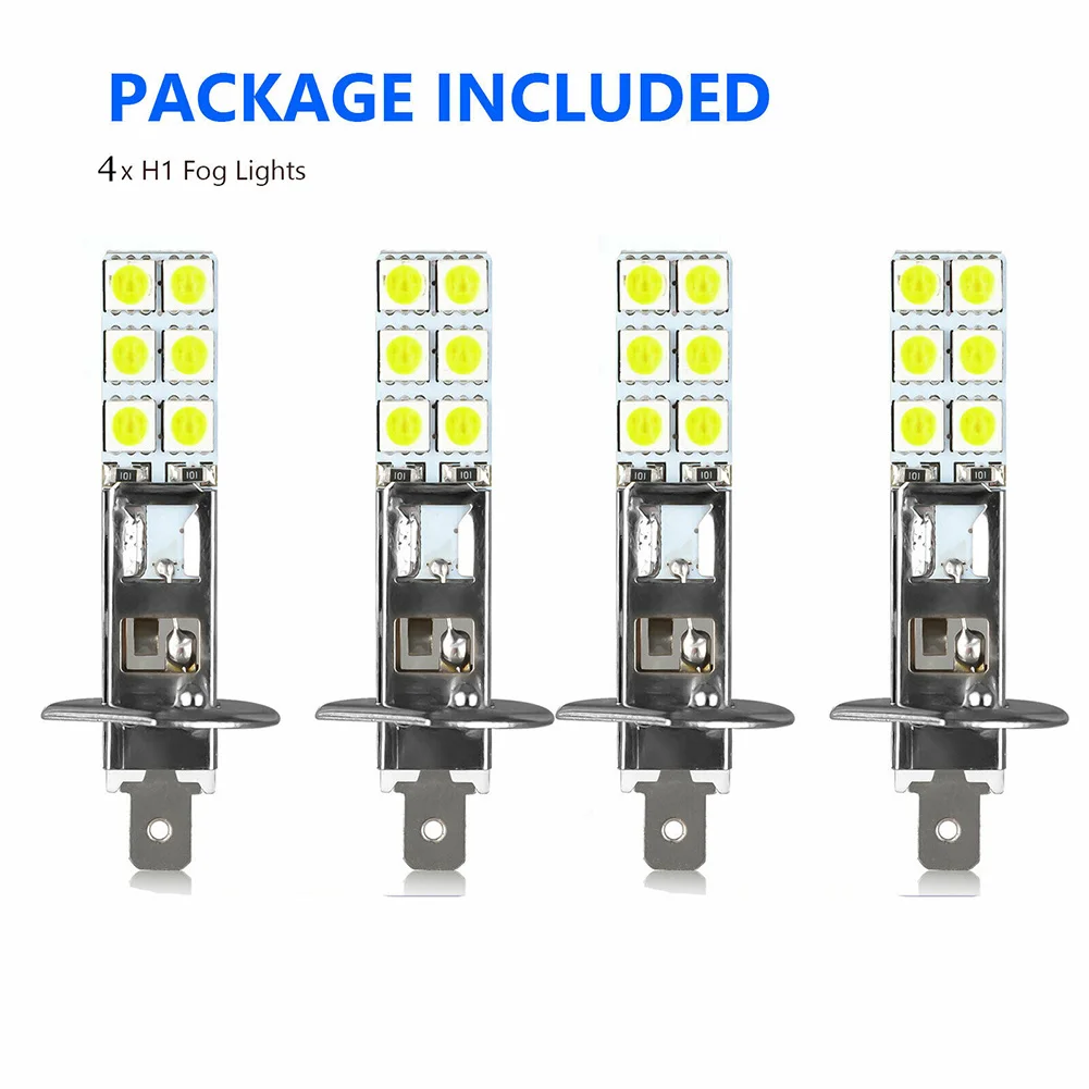 

H1-12SMD-5050 6000K DC12V-24V LED Super White Headlight Bulbs Kit Fog Driving Light Lamp 1W Auto Exterior Lightings Accessories