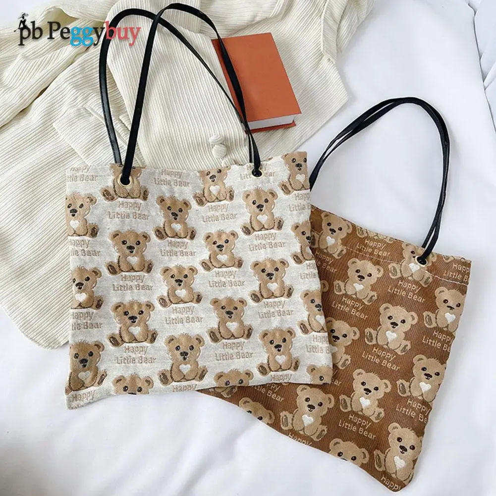 Vintage Women Handbag Cartoon Bear Print Canvas Large Shopping Casual Ladies Handbag Hipster Versatile Retro Soft Canvas Bag
Vintage Women Handbag Cartoon Bear Print Canvas Large Shopping Casual Ladies Handbag Hipster Versatile Retro Soft Canvas Bag