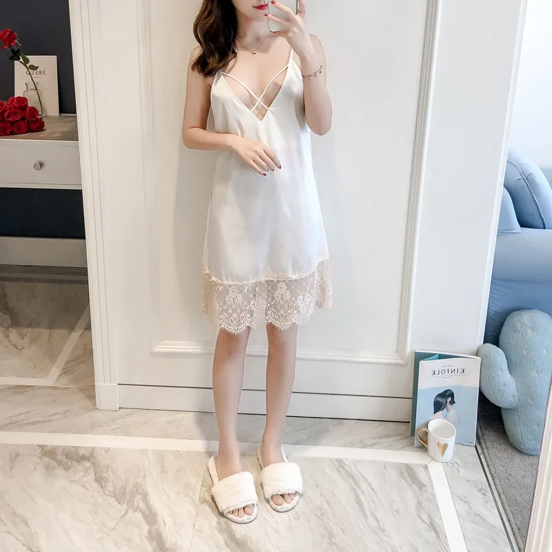 Summer Black Sexy Nightdress Women Nighty Dress Backless Slip Dress Home Sleepwear Sexy Lace Sleepwear Lady Sling Nightwear
Summer Black Sexy Nightdress Women Nighty Dress Backless Slip Dress Home Sleepwear Sexy Lace Sleepwear Lady Sling Nightwear