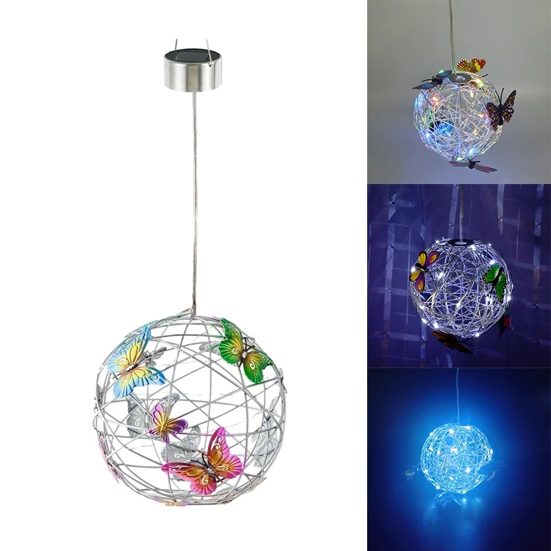 Butterfly Metal Ball Hanging Solar Light With Waterproof Weaving Lamp Garden Decoration Outdoor Suncatchers Tuin Decor 
Butterfly Metal Ball Hanging Solar Light With Waterproof Weaving Lamp Garden Decoration Outdoor Suncatchers Tuin Decor