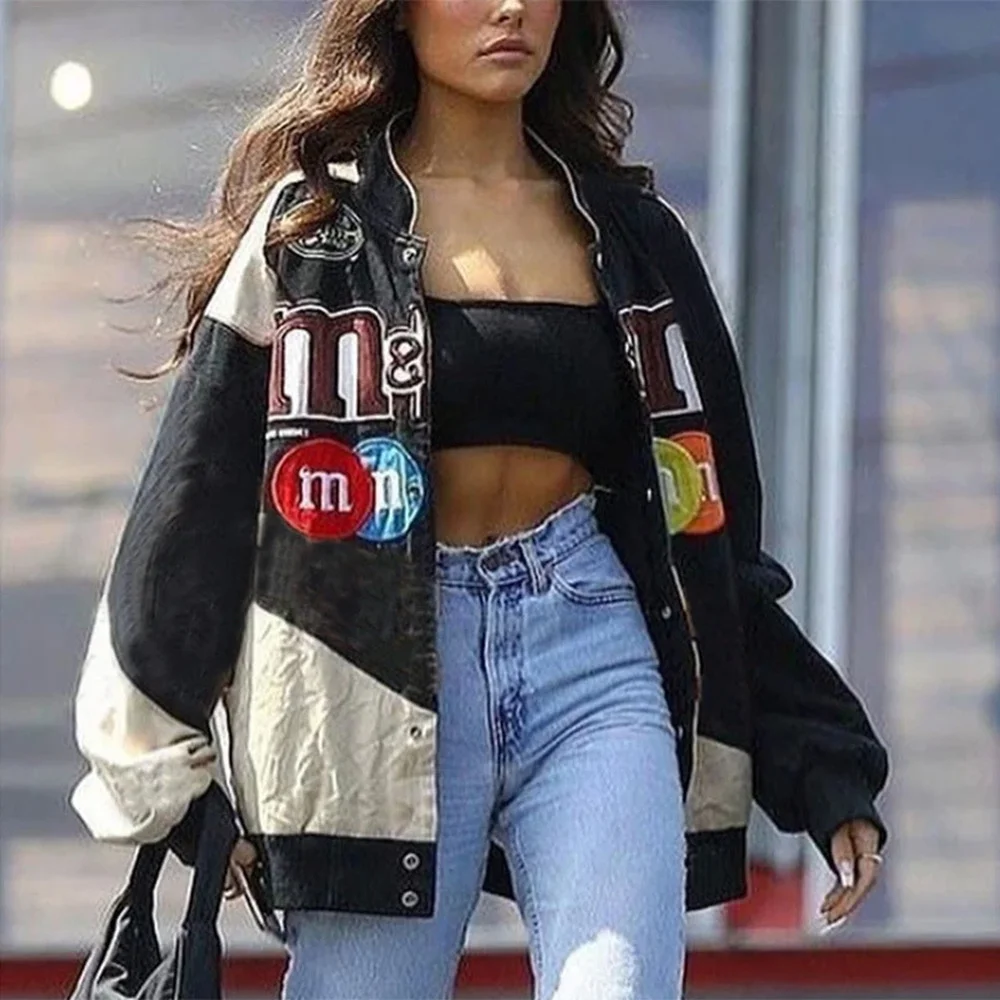 Spring Autumn New Printed Jacket Women Casual Loose Long Sleeve Lapel Embroidery Jacket Short Baseball Cardigan Coat Streetwear
Spring Autumn New Printed Jacket Women Casual Loose Long Sleeve Lapel Embroidery Jacket Short Baseball Cardigan Coat Streetwear