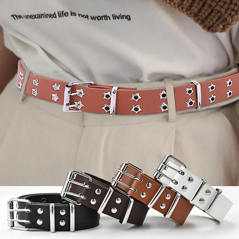 Women Men Punk Belt Vintage Faux Leather Pin Buckle Hip Hop Waistband Straps Star Eyelet All Match Jeans Punk Rock Belts
Women Men Punk Belt Vintage Faux Leather Pin Buckle Hip Hop Waistband Straps Star Eyelet All Match Jeans Punk Rock Belts