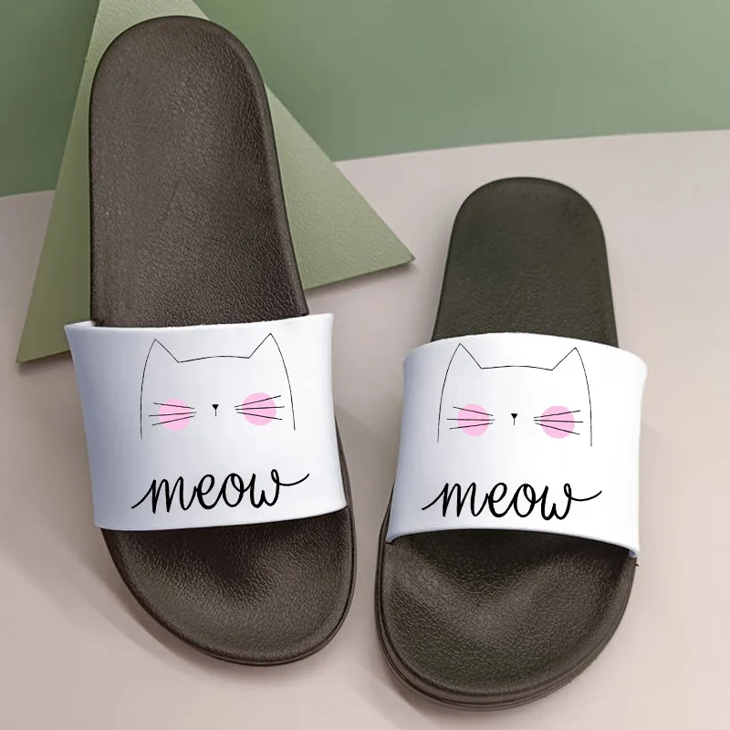 Женские шлепанцы унисекс Meow Cat, летние сандалии для дома, мультяшный рисунок, плоская подошва, для ванной комнаты, сланцы
Женские шлепанцы унисекс Meow Cat, летние сандалии для дома, мультяшный рисунок, плоская подошва, для ванной комнаты, сланцы