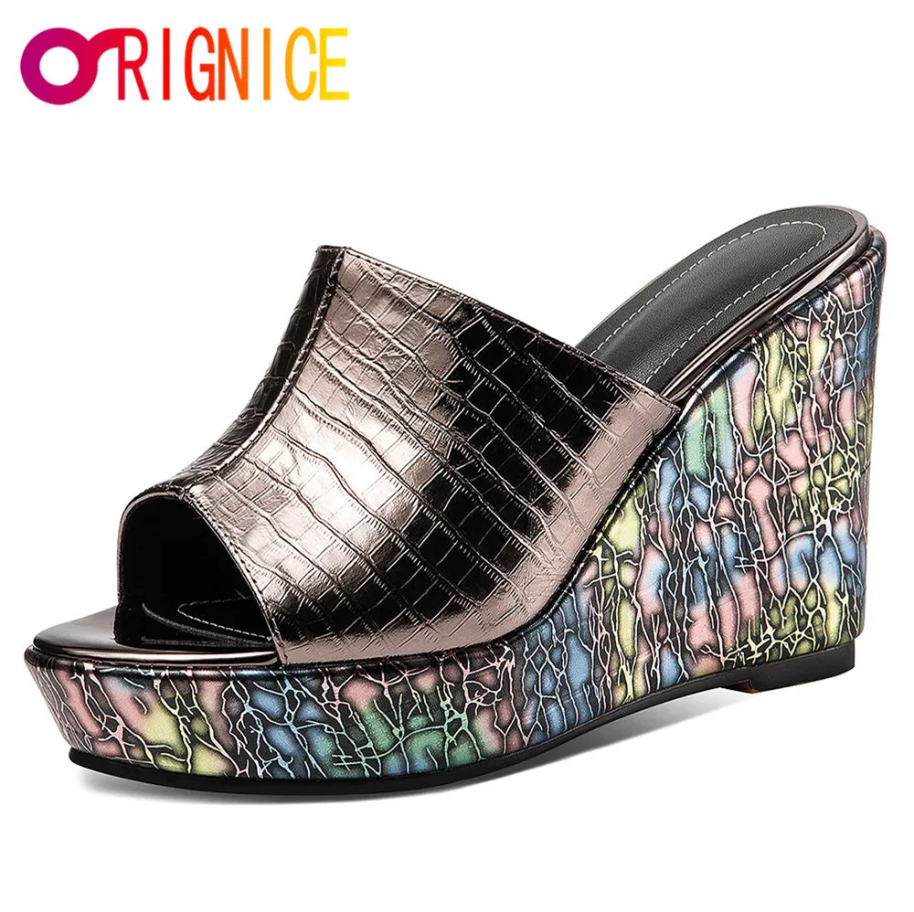 Orignice Sexy Super High Heels Platform Wedges Sandals Mules Slippers Women Genuine Leather Outdoor Comfortable Summer Shoes
Orignice Sexy Super High Heels Platform Wedges Sandals Mules Slippers Women Genuine Leather Outdoor Comfortable Summer Shoes