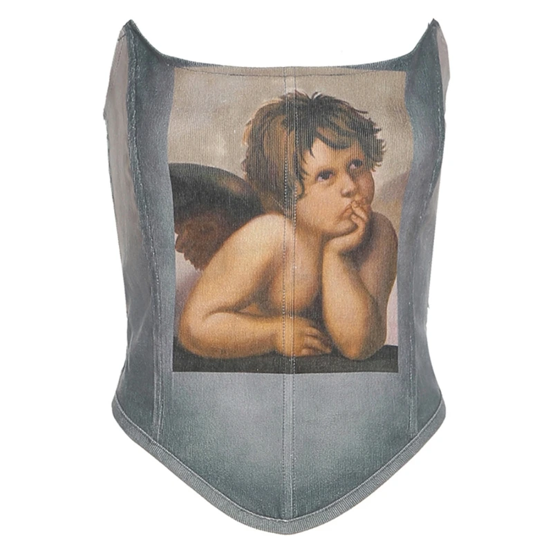 LXAE Women Summer Sexy Off Shoulder Corset Tube Top Strapless Backless Lace-Up Bustier Camisole Retro Angel Graphic Boned Hem
LXAE Women Summer Sexy Off Shoulder Corset Tube Top Strapless Backless Lace-Up Bustier Camisole Retro Angel Graphic Boned Hem