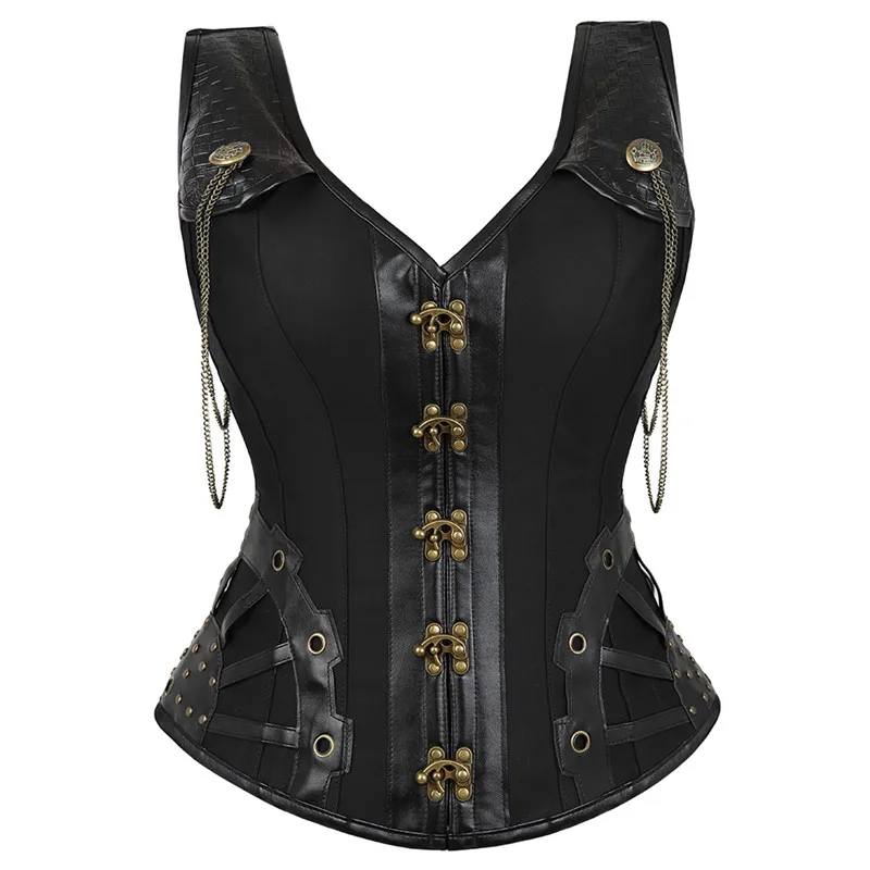 Women's Spiral Steel Boned Steampunk Corset Bustier Pirate Costume Vintage Burlesque Clubwear Plus Size Overbust Corset Black
Women's Spiral Steel Boned Steampunk Corset Bustier Pirate Costume Vintage Burlesque Clubwear Plus Size Overbust Corset Black