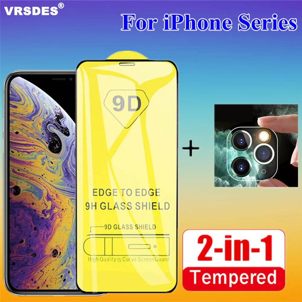 Фото Защитная пленка для объектива камеры 2 в 1 iPhone 11 Pro Max 2019 XS MAX XR X закаленное стекло 9D 6